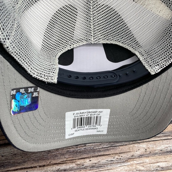 47 Brand MVP DP Seattle Seahawks Trucker Mesh Navy Blue White Hat Snapback OSFA - Picture 5 of 6